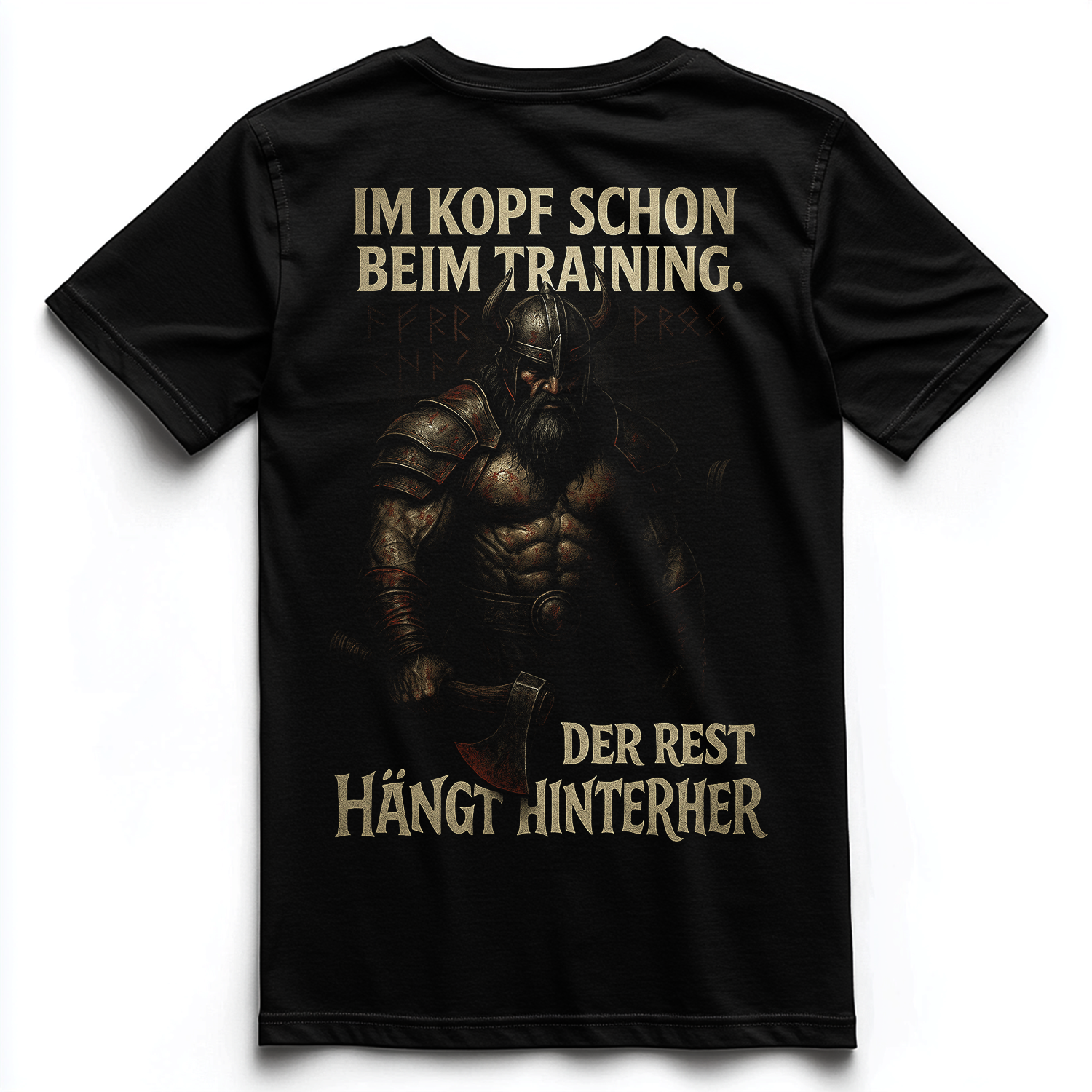 IM KOPF SCHON IM TRAINING Unisex Premium Shirt (Backprint)