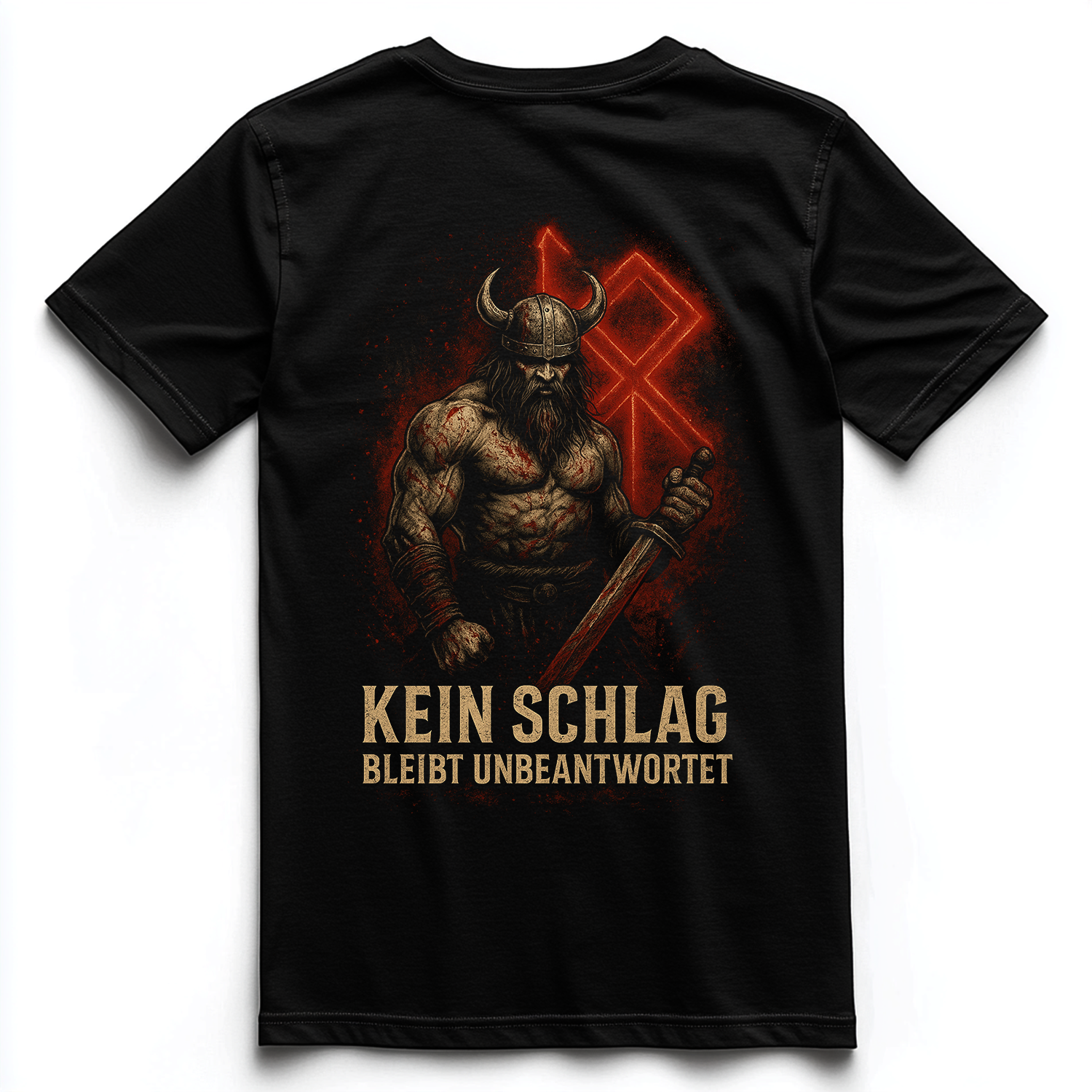 KEIN SCHLAG BLEIBT UNBEATWORTET Unisex Premium Shirt (Backprint)