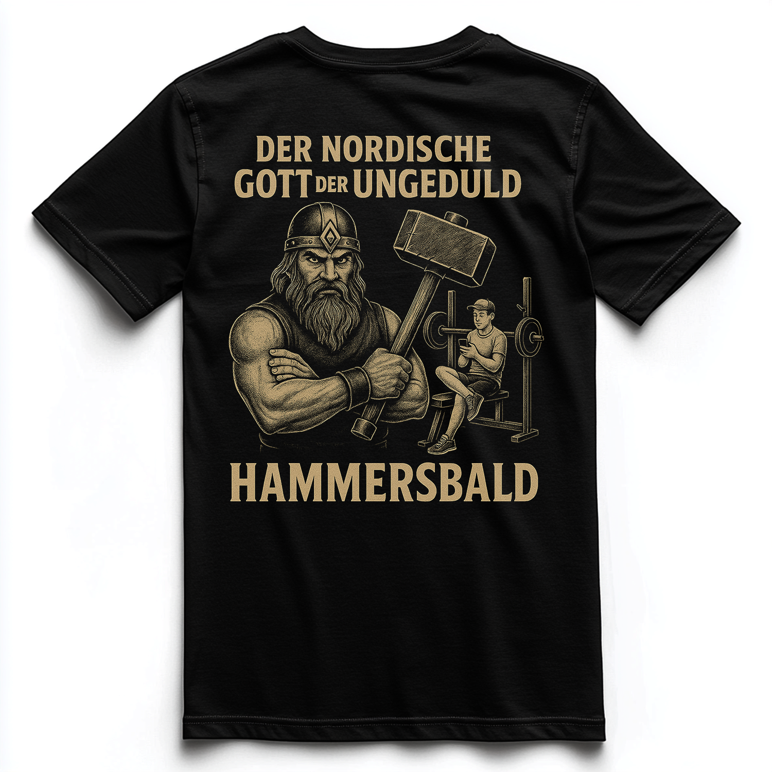 DER NORDISCHE GOTT DER UNGEDULD Unisex Premium Shirt (Backprint)