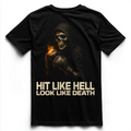 HIT LIKE HELL LOOK LIKE DEATH Unisex Premium shirt (Backprint)