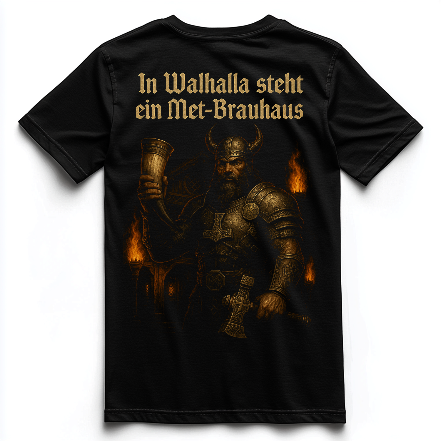 IN WALHALLA STEHT EIN MET-BRAUHAUS Unisex Premium Shirt (Backprint)