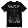 NEVER MISTAKE MY REST DAY Unisex Premium Shirt (Backprint)