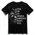 ONE OF USE TRAINS BETTER THAN YOU Unisex Premium Shirt (Backprint)