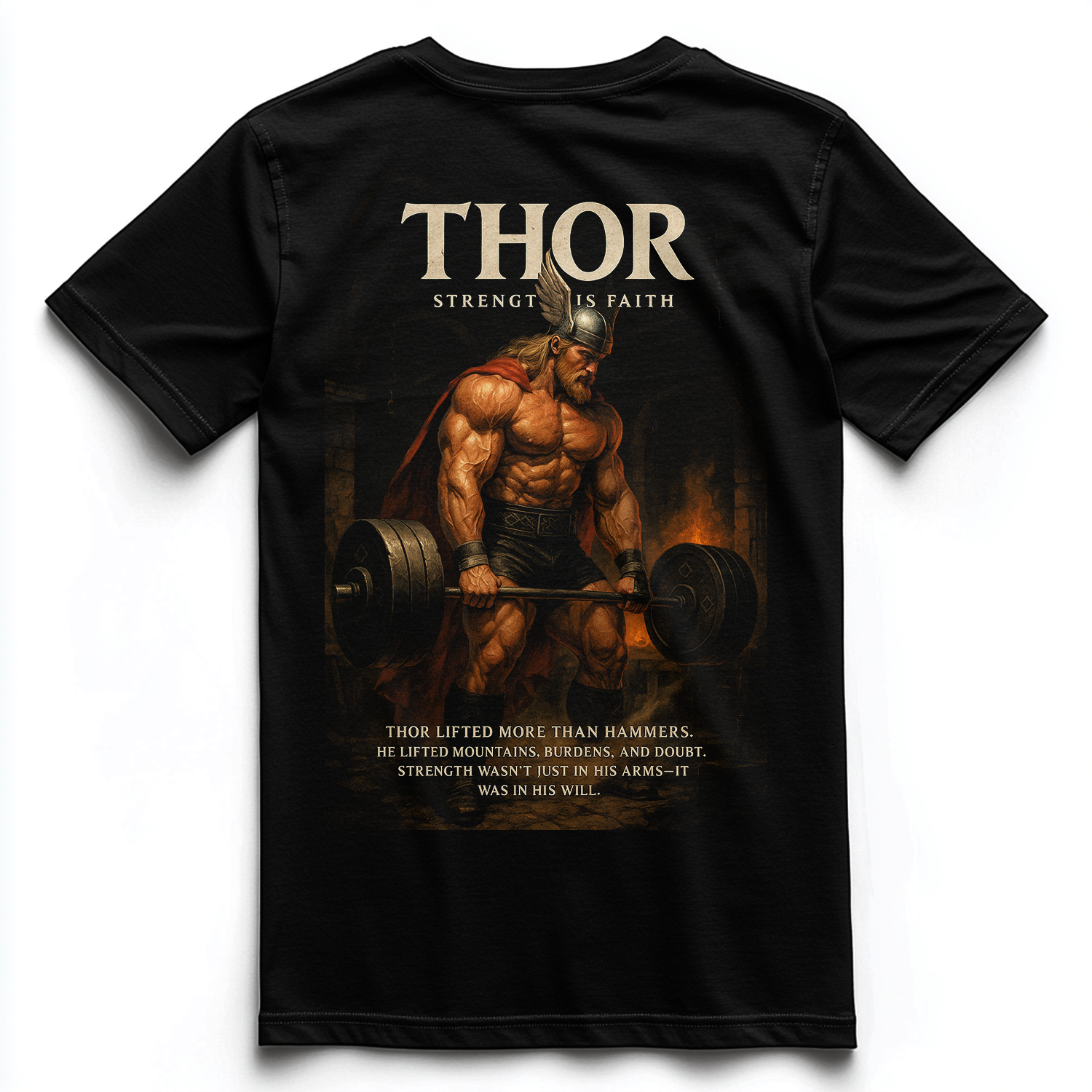 THOR STRENGTH IS FAITH Unisex Premium Shirt (Backprint)