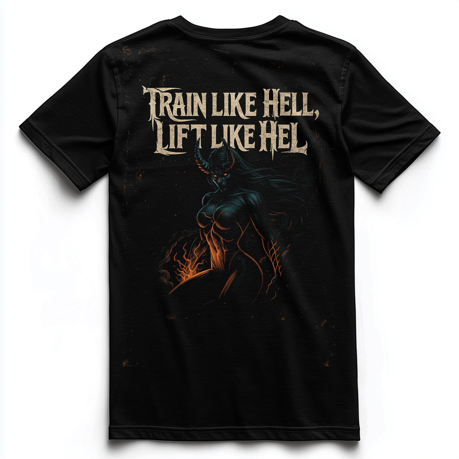 TRAIN LIKE HELL, LIFT LIKE HEL Unisex Premium Shirt (Backprint)