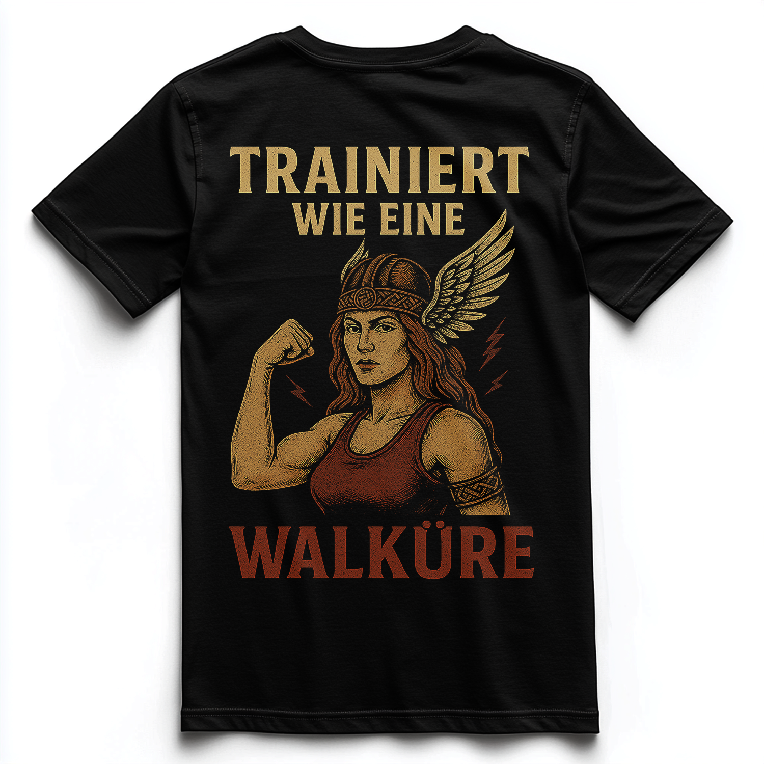 TRAINIERT WIE EINE WALKÜRE Unisex Premium Shirt (Backprint)