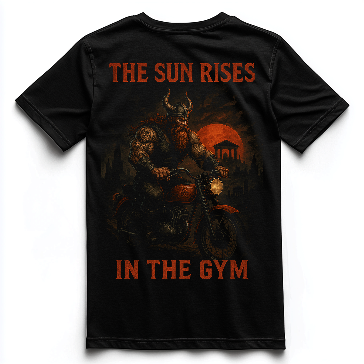 THE SUN RISES IN THE GYM Unisex Premium Shirt (Backprint)